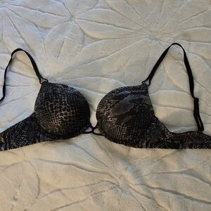 Black Snake Print Bikini Top